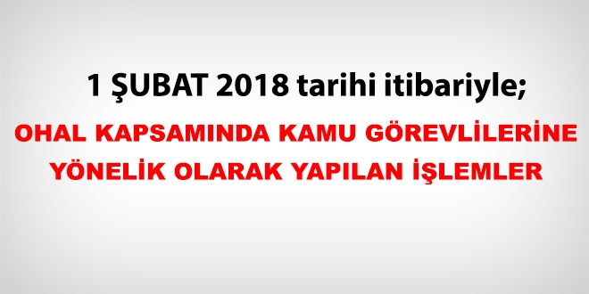 1 Şubat 2018 tarihi itibariyle haklarında işlem yapılan kamu personeli