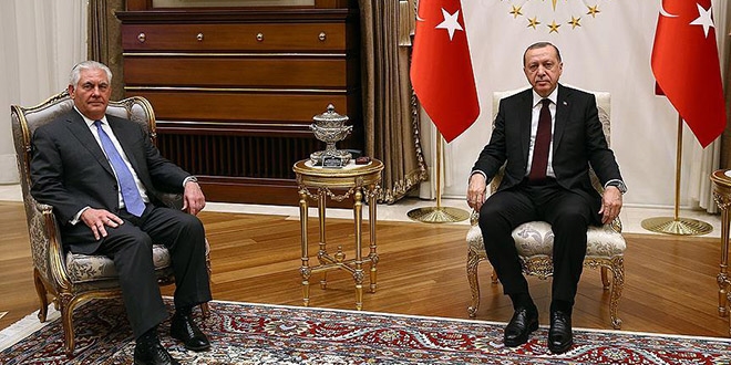Cumhurbaşkanı Erdoğan'ın Tillerson'ı kabulü başladı