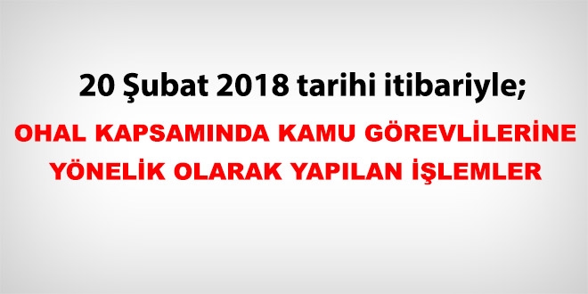 20 Şubat 2018 tarihi itibariyle haklarında işlem yapılan kamu personeli