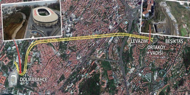 Dolmabahçe-Levazım tünelinin giriş ve çıkışı havadan görüntülendi