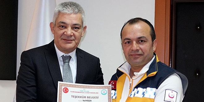 Duyarlı ambulans şoförüne teşekkür belgesi