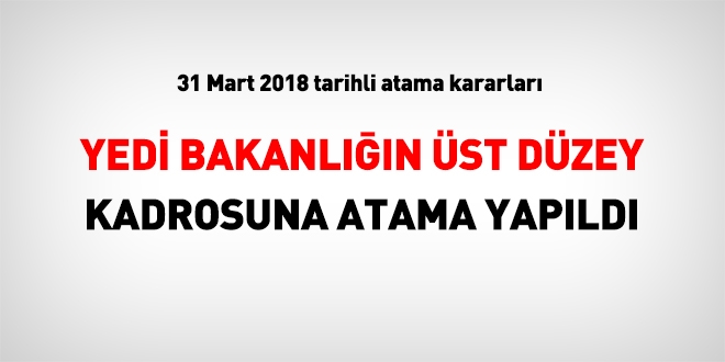 31 Mart 2018 tarihli baz bakanlklara atama karar yaymland