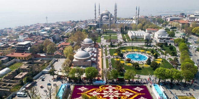 Dünyanın en büyük canlı lale halısı görücüye çıktı