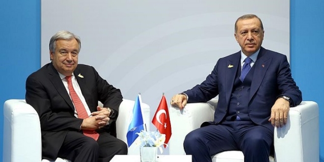 Cumhurbakan Erdoan ile BM Genel Sekreteri Guterres grt