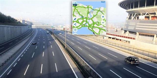 İstanbul'da trafik yoğunluğu yüzde 2'ye düştü