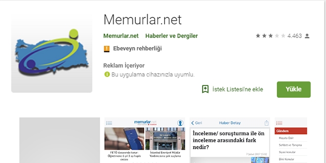 Memurlar.net Android uygulamas gncellendi. Playstore'dan indiriniz