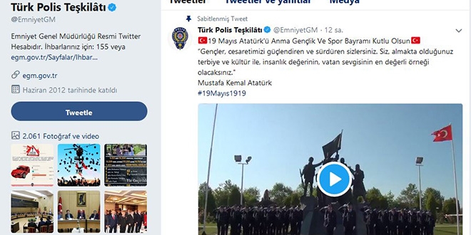 Türk polisinden 19 Mayıs paylaşımı