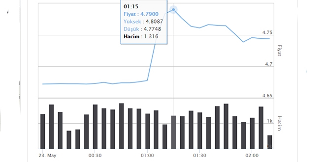 Dolar gece yarısı 4,80'i gördü
