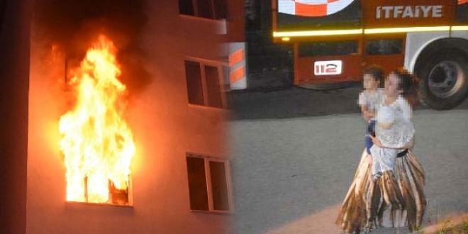 Eşi terk edince kendini bıçaklayıp, ev yaktı