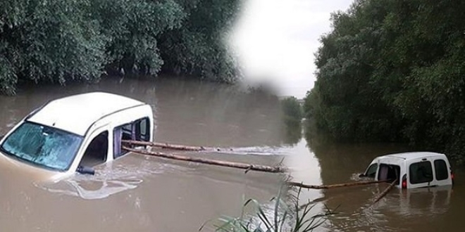 Dereye uçan otomobilini bırakıp işe gitti