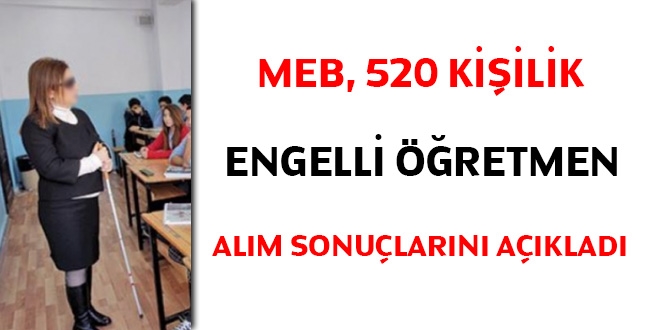 MEB, 520 kiilik engelli retmen alm sonularn aklad