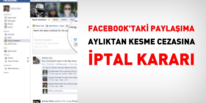 Facebook'tan yapılan paylaşıma disiplin cezasına iptal kararı