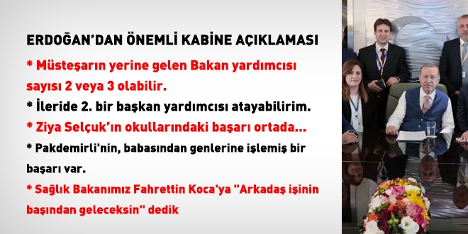 Erdoğan: Bakan yardımcısı sayısı 2 veya 3 olabilir