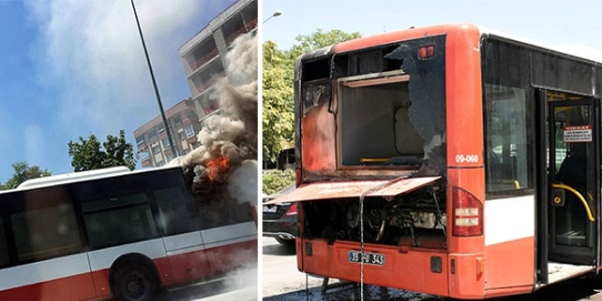İzmir'de belediye otobüsü alev alev yandı