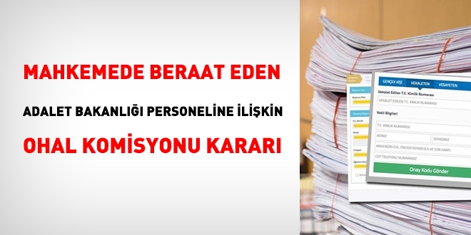 Beraat eden personele dair OHAL Komisyonu karar