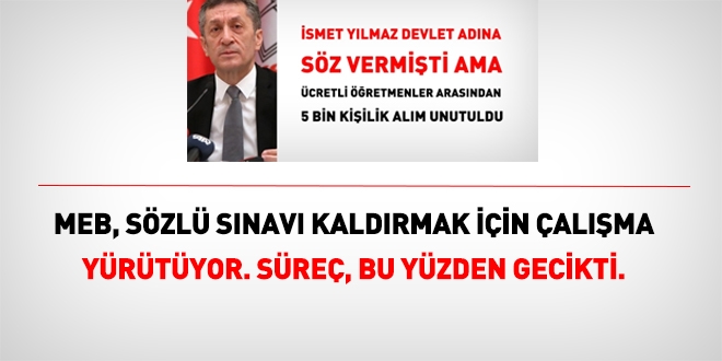 MEB, sözlü sınavı kaldırmak için çalışma yürütüyor