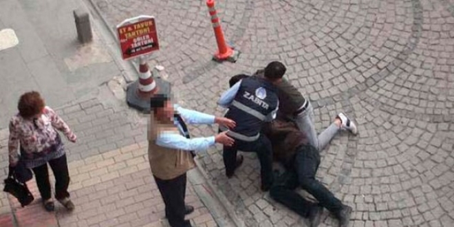 'Dilenciye vurun' diyen zabıta, görevine döndü