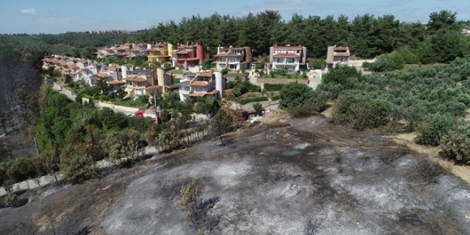 Bursa'daki yangnn izleri havadan grntlendi