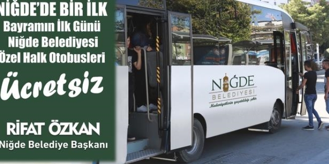 Niğde'de bayramın ilk günü otobüsler ücretsiz