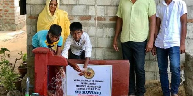 Şehit eşi için Arakan'a su kuyusu açtırdı