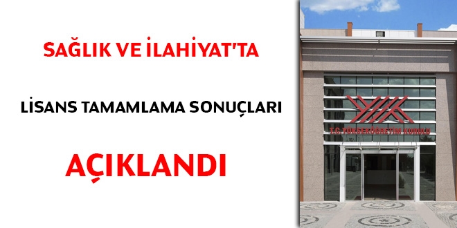 Sağlık ve İlahiyat'ta Lisans Tamamlama sonuçları açıklandı