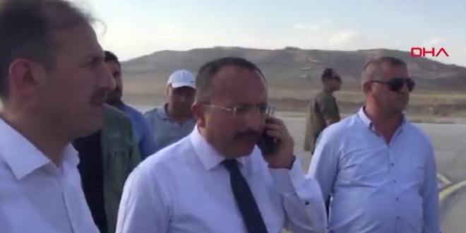 Vali'nin havalimanı inşaati denetiminde gergin anlar