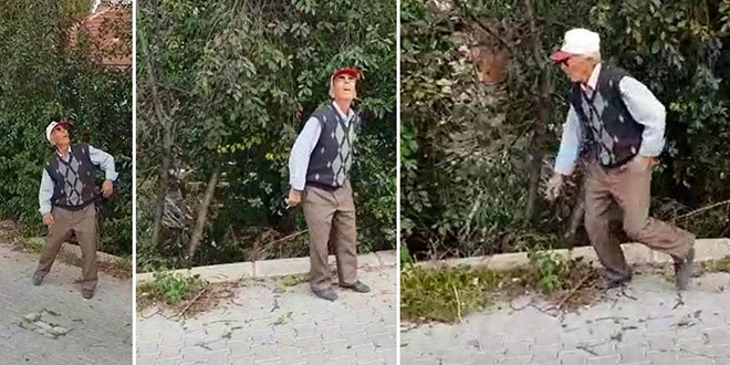 Drone gören yaşlı adamın komik tepkisi