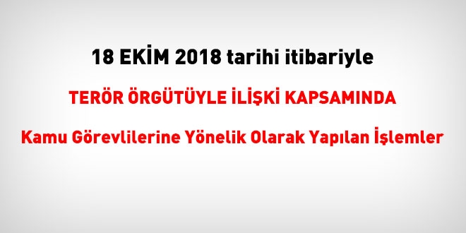 18 Ekim 2018 tarihi itibariyle FET'den haklarnda ilem yaplanlar