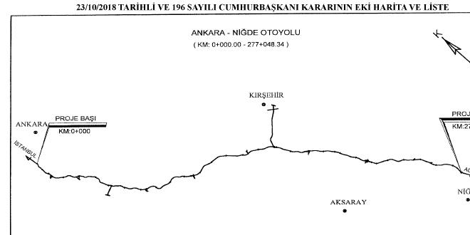 Ankara-Niğde Otoyolu Projesi için kamulaştırma kararı
