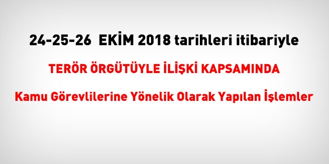 24-25-26 Ekim  Ekim 2018 tarihleri itibariyle FET'den haklarnda ilem yaplanlar