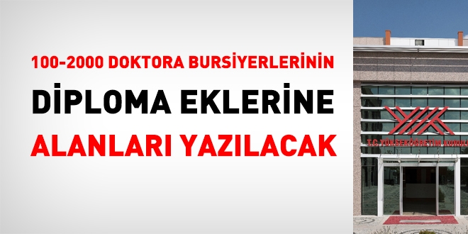 100-2000 doktora bursiyerlerinin, diplomaları için açıklama