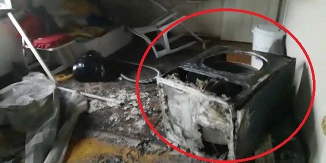 Çamaşır kurutma makinesi bomba gibi patladı