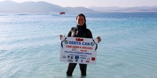 Derya Can, Salda Gölü'nde dünya rekoru kırdı