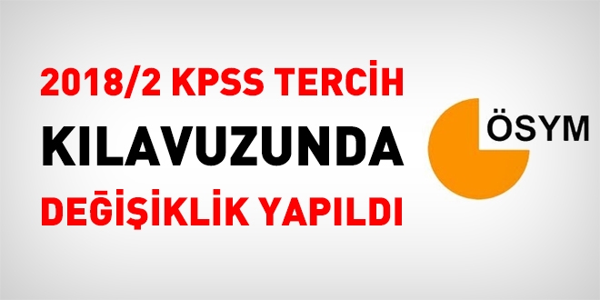 SYM, 2018/2 KPSS tercih klavuzunda deiiklik yapt