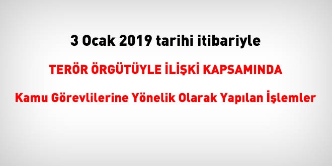 03 Ocak 2019 tarihi itibariyle FET'den haklarnda ilem yaplanlar