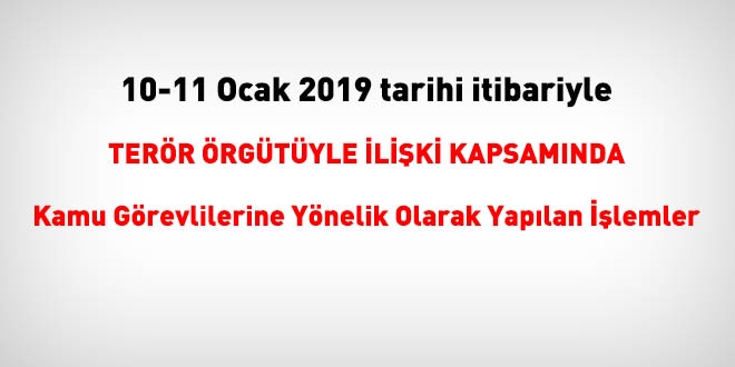 10-11 Ocak 2019 tarihi itibariyle FETÖ'den haklarında işlem yapılanlar