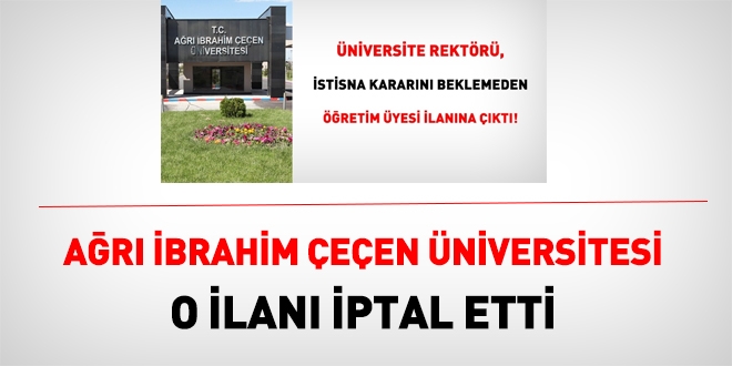 Ağrı Üniversitesi, o ilanı iptal etti