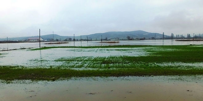 Simav Çayı taştı, ekili araziler su altında kaldı