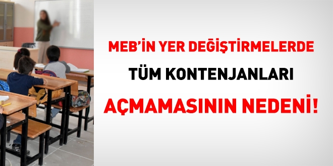 MEB, yer deitirmelerde tm kontenjanlar amamasnn nedeni!