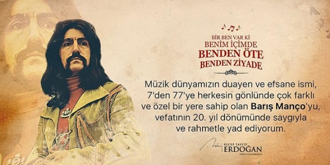 Cumhurbaşkanı Erdoğan'dan Barış Manço paylaşımı