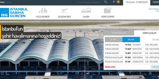 Sabiha Gökçen Havalimanı'nın resmi sitesi yenilendi
