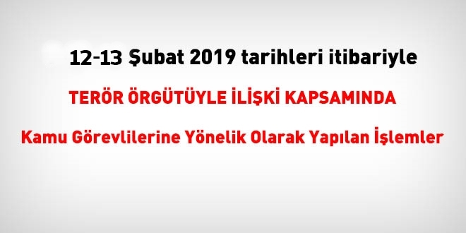 12-13 Şubat 2019 tarihleri itibariyle FETÖ'den haklarında işlem yapılanlar