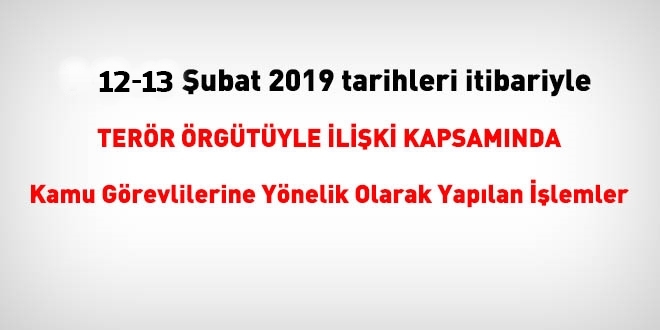 12-13 ubat 2019 tarihleri itibariyle FET'den haklarnda ilem yaplanlar