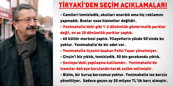 Veysel Tiryaki: Yenimahalle Belediyesini Fethi Yaşar yönetmiyor