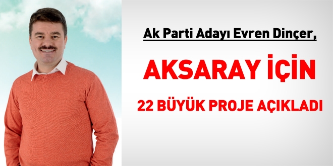 Ak Parti Aksaray Belediye Başkan adayı Evren Dinçer, Aksaray için 22 proje açıkladı