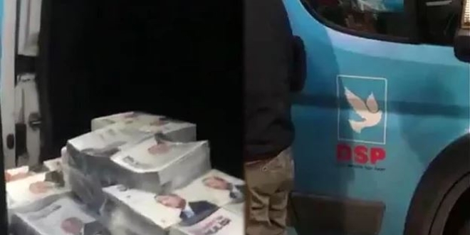 DSP logolu araçlarla AK Parti broşürlerinin taşındığı iddiası
