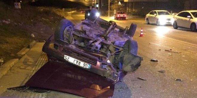 Başkent'te 'dur' ihtarına uymayan ehliyetsiz sürücü takla attı: 5 yaralı
