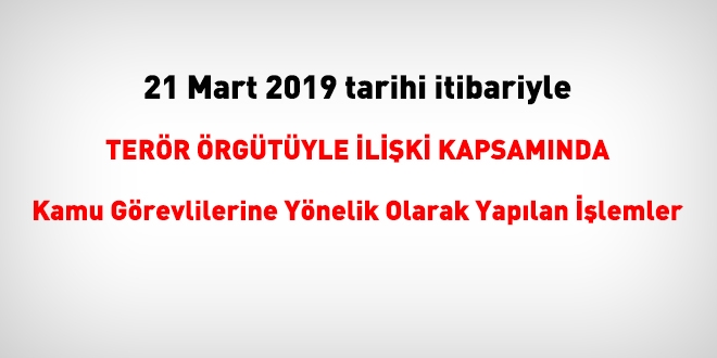 21 Mart 2019 tarihi itibariyle FETÖ'den haklarında işlem yapılanlar