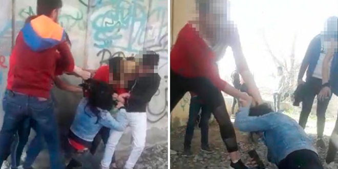 Genç kızı saçlarından tutup tekme tokat dövdüler