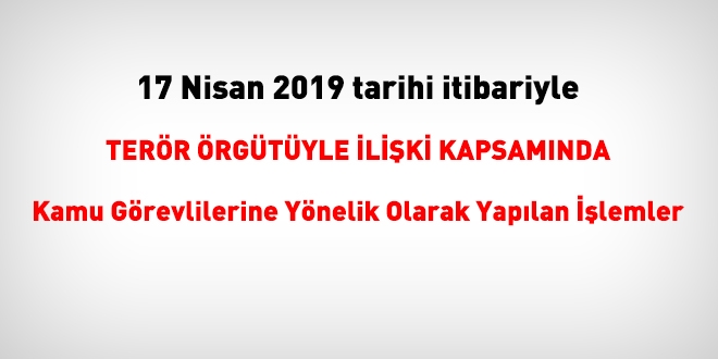 17 Nisan 2019 tarihi itibariyle FETÖ'den haklarında işlem yapılanlar